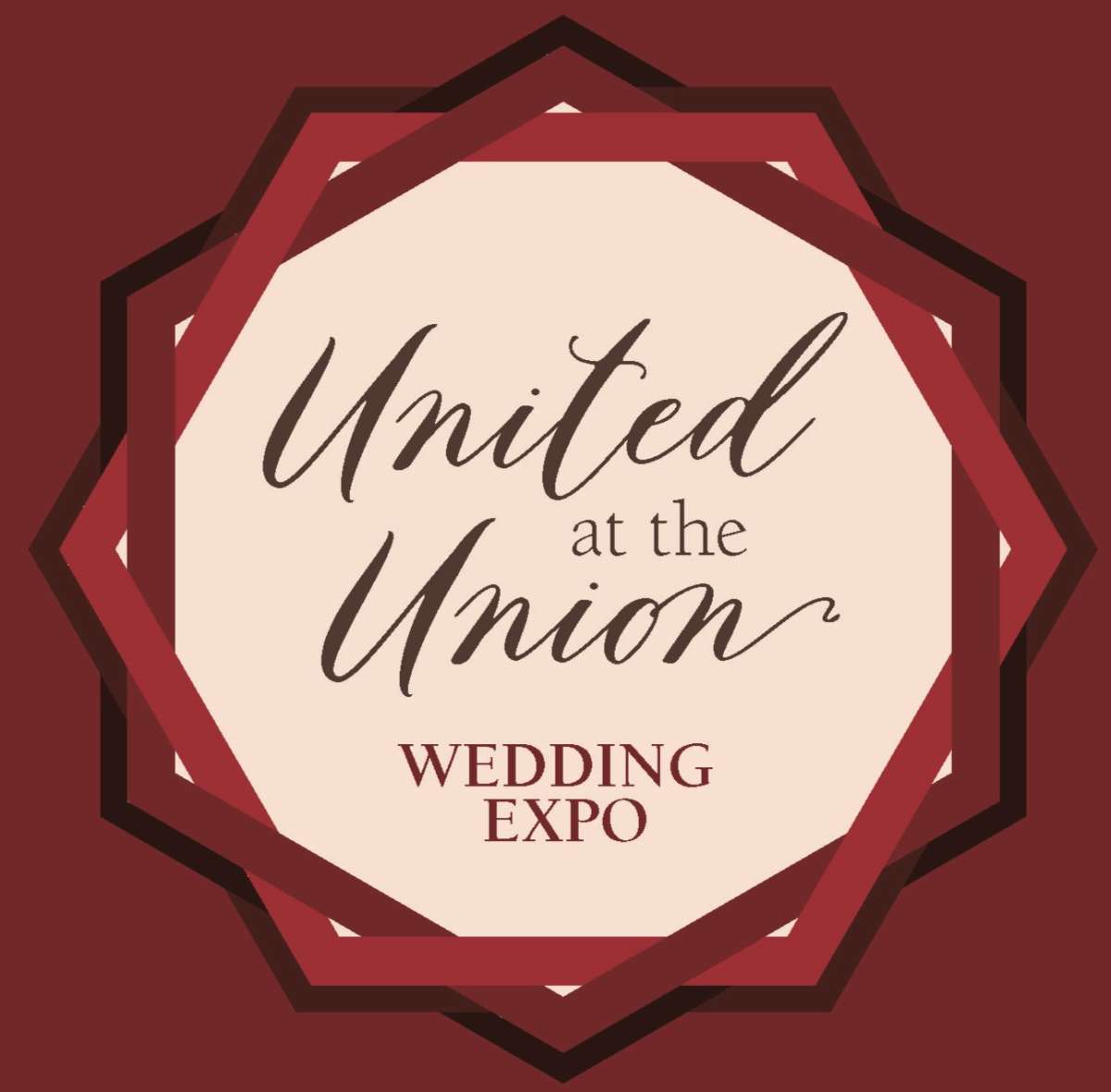 United at the Union Wedding Expo graphic in brick and red colors