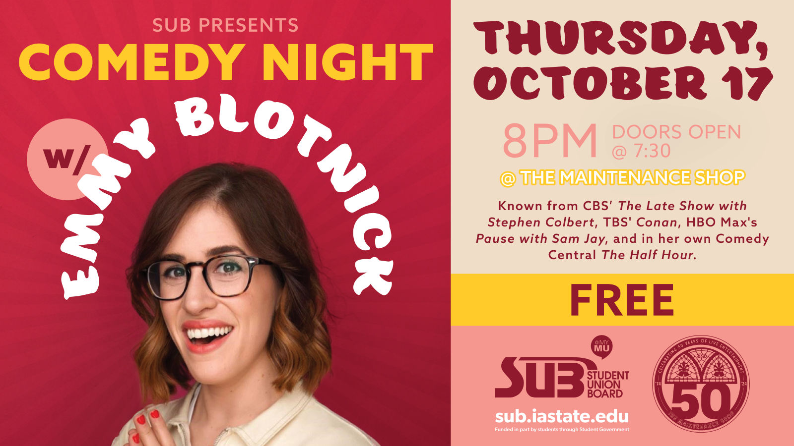 Promo image for Comedy Night with Emmy Blotnick